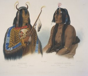 An Assiniboin Indian and a Yanktonan Indian by Karl Bodmer